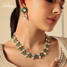 Lightweight Nano Emerald Polki Necklace Set
