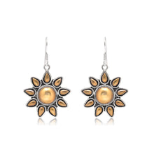 Oxidised Dual-Tone Surya Floral Drop Earrings