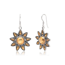 Oxidised Dual-Tone Surya Floral Drop Earrings