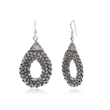 Oxidised Silver Woven Teardrop Dangling Earrings