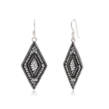 Signature Diamond Silhouette Oxidised Drop Earrings
