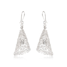 Silver Filigree Cone Drop Earrings