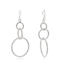 Silver Twisted Circle Drop Earrings
