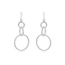 Silver Twisted Circle Drop Earrings