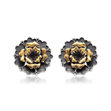 Vintage Floral Oxidised Stud Earrings