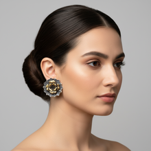 Vintage Floral Oxidised Stud Earrings