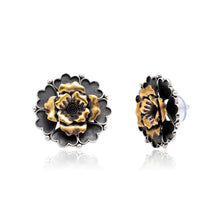 Vintage Floral Oxidised Stud Earrings
