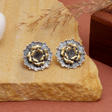 Vintage Floral Oxidised Stud Earrings
