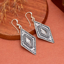 Signature Diamond Silhouette Oxidised Drop Earrings