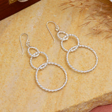 Silver Twisted Circle Drop Earrings