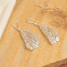 Silver Filigree Cone Drop Earrings