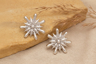 Radiant Starburst Stud Earrings in 925 Sterling Silver