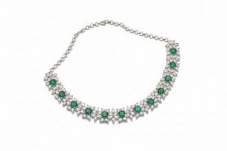 Nano Emerald Floral Diamond-Style Choker