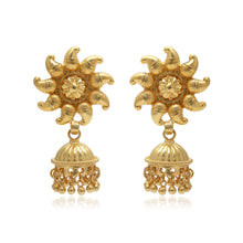 Swarna Pushpa Gold Plated Floral Jhumka Earrings