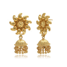 Swarna Pushpa Gold Plated Floral Jhumka Earrings