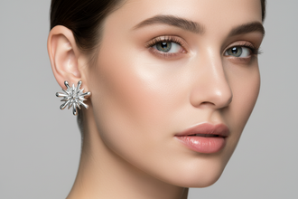 Radiant Starburst Stud Earrings in 925 Sterling Silver